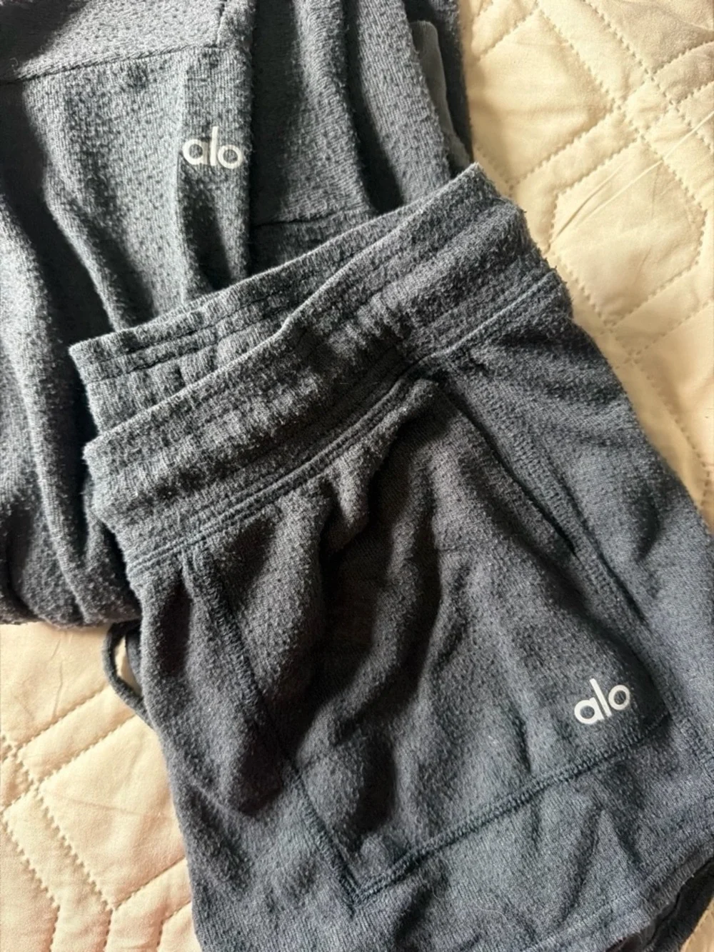 ALO Yoga Charcoal Terry Short with Logo
